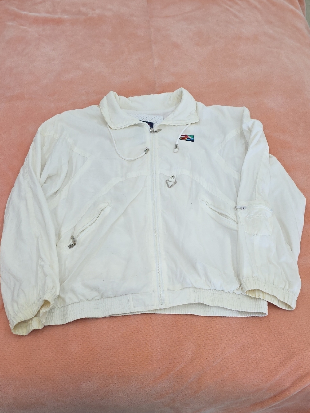 Catalina Off - White Hooded Zip Jacket with Navy Patch Logo